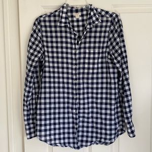 J. Crew Gingham navy button down shirt